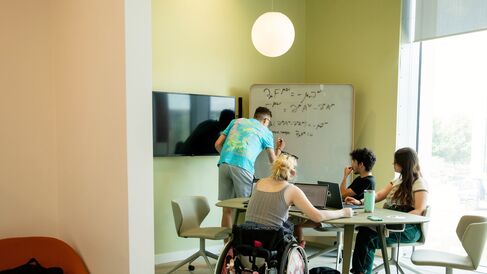 A group of University of Cambridge students studying at the West Hub. Copyright: University of Cambridge (June 2023)
