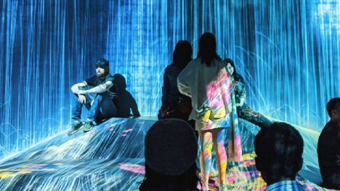 A digital art installation that projects experimental imagery over people as they explore the a interactive room