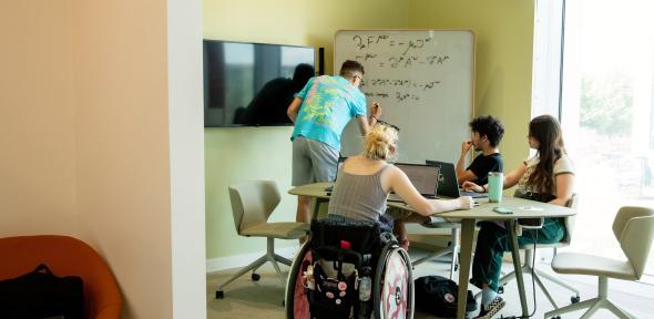 A group of University of Cambridge students studying at the West Hub. Copyright: University of Cambridge (June 2023)